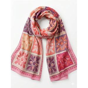 Floral <b>Scarf</b> Women Summer Beach Cover Up 190cmx95cm Multi-functional <b>Wrap</b> Shawl 100% Cotton - Product Image 2