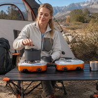 Réchaud de camping pliable à double brûleur GARIDA, réchaud à gaz butane, réchaud de pique-nique en plein air GCBG-053G