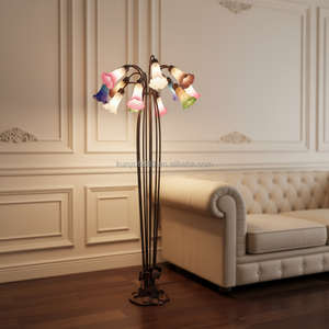 Lampadaire LED en fer et verre soufflé de style européen à 12 têtes avec commande tactile pour salon, chambre et bureau – Éclairage décoratif - Product Image 3