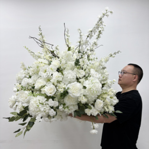 Centrotavola DKB Super Grande con Sfera di Fiori da 100cm, Composizione Personalizzata di <span class=keywords><strong>Rose</strong></span> Bianche e Ortensie in Seta per Matrimoni, Compleanni ed Eventi - Product Image 1
