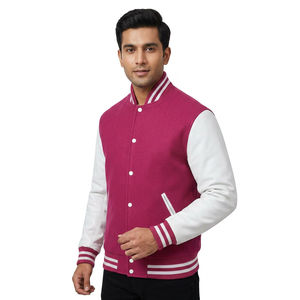 2024 OEM Custom Fleece Leather Sleeves Jackets Streetwear customized design <b>Men</b> Baseball Varsity Jackets - Product Image 1