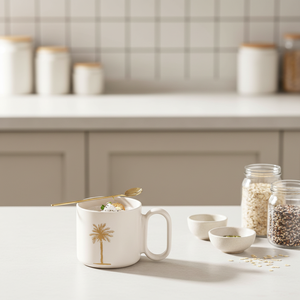 Tazza in Ceramica Vintage di Lusso con Motivo Palma di Cocco, Grande Capacità, <span class=keywords><strong>Stile</strong></span> Giapponese, per Caffè/Tè, Lavabile in Lavastoviglie e Utilizzabile in Microonde - Product Image 4