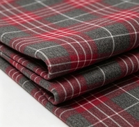 Tissu de chemise en coton mélangé teint en fil double brossé, respirant et de poids moyen, à carreaux, pour hommes et femmes