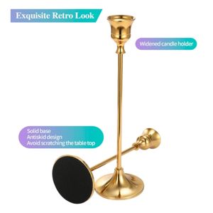 Ensemble de 6 bougeoirs coniques dorés, bougeoirs décoratifs pour la décoration de la maison, mariage, dîner, fête, anniversaire - Product Image 3