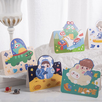 Cartes de vœux pliables 3D découpées à l'emporte-pièce, motifs astronaute, dinosaure, fusée spatiale et planète, pour enfants
