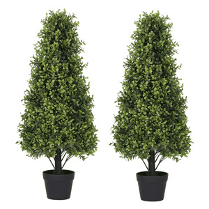 Plantas Artificiales Desmontables <span class=keywords><strong>de</strong></span> Boj Verde en Maceta, Árbol <span class=keywords><strong>de</strong></span> Ciprés y Macetas <span class=keywords><strong>de</strong></span> Suelo, Decoración Verde para Interiores/Exteriores - Product Image 2