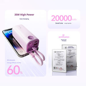 Banque d'alimentation portable certifiée 3C, grande capacité 20000mAh, charge rapide haute puissance 35W, 4 ports, câble C et L intégré - Product Image 4