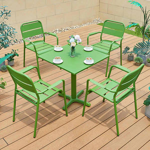 Juego de Comedor para Jardín con Mesa Cuadrada y 4 Sillas, Estructura de Aluminio Resistente a la Intemperie, Color Personalizable - Product Image 4