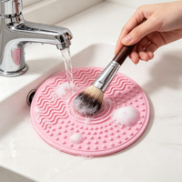 Tapis de nettoyage rond en silicone pour pinceaux de maquillage, mini 55MM, tampon nettoyant cosmétique portable, outil de lavage de beauté avec ventouse personnalisée