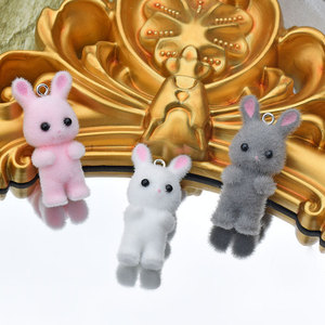 Pendentifs Lapin 3D Floqués Rose Gris Blanc en Alliage de Zinc, Porte-clés Dessin Animé, Accessoires de Sac, Cadeau Unisexe Jinhua GJ183 - Product Image 1