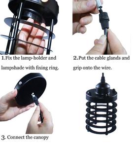 Lampe suspendue industrielle à la forme d'une <span class=keywords><strong>cage</strong></span> Edison, design <span class=keywords><strong>Vintage</strong></span>, luminaire décoratif d'intérieur, ampoules E27, E26 - Product Image 6