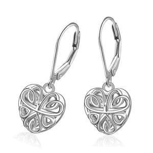 E3322 Orecchini pendenti a forma di cuore in oro bianco per donna, regalo romantico, gioielli di moda - Product Image 3