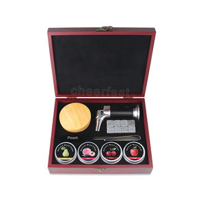 新しいカクテルスモーカー、赤色の木製ボックスキットとウイスキー スモーカーセット（トーチ付き）、天然のアップル、チェリー、オーク、ペア、ペカンウッドチップ入り - Product Image 2