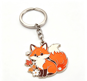 <b>Cute</b> Fox Metal Key Chain Zinc Alloy Enamel Cartoon <b>Keyring</b> Custom Logo Gift Souvenir - Product Image 2