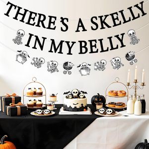 Bannière 'Il y a un squelette <span class=keywords><strong>dans</strong></span> <span class=keywords><strong>mon</strong></span> ventre' pour décoration d'Halloween sur le thème des squelettes et pour baby shower - Product Image 5