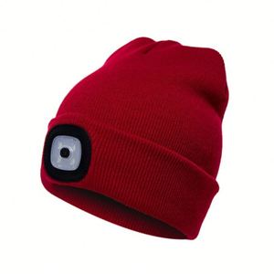 Rechargeable LED <b>Beanie</b> Hat with 4 Bright Lights and USB Charging, Warm Knitted Headlamp Cap for Outdoor Gifts - Product Image 4