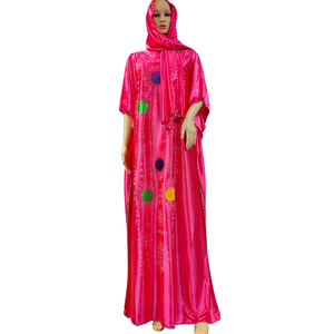 Caftán Africano de Verano con Cuentas para Mujer, Color Sólido Clásico, Caftán Hijab Elegante, Vestido Largo de Seda Satén para Fiesta, Abaya - Product Image 6