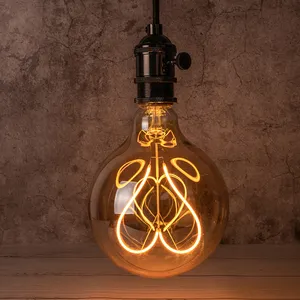 E26 Led Bulb High Quality Heart Base 4W Glass E26 E27 B22d Clear Amber G Series Dimmable LED Decorative Filament Bulb