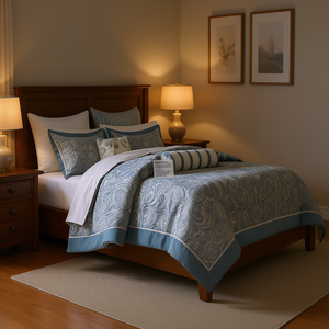 Db Comforter Set King Size Bamboo Lyocell Quilted Patterns Breathable Classic Style Home <b>Bedding</b> 11 Pcs All Season - Product Image 2