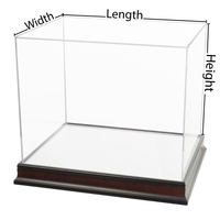Boîte de présentation en acrylique transparent Modèle de voiture Jouets Présentoir Carré Boîtier en plastique transparent avec socle en bois pour l'exposition