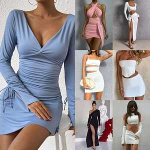 Conjunto de dos piezas de punto para <span class=keywords><strong>mujer</strong></span> con cordones en la espalda y detalles de ganchillo, minifalda y top bikini con ombligo expuesto, a bajo precio y en stock. - Product Image 4