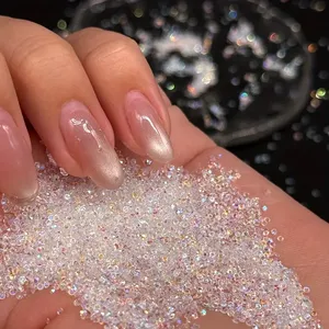 1 sachet d'environ 1400 mini strass pour ongles, micro cristaux de sable de 1,2 mm, perles de sucre irisées AB, breloques pour ongles - Product Image 2