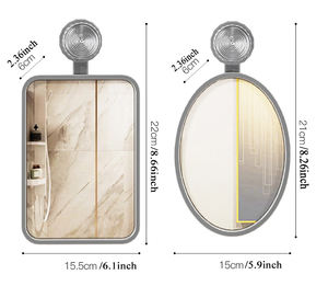 กระจกแต่งหน้ากรอบพลาสติกเคลือบไฟฟ้า แบบติดผนังด้วยถ้วย<span class=keywords><strong>ดูด</strong></span>สุญญากาศ ไม่ต้องเจาะ เหมาะสำหรับห้องน้ำ ห้องสุขา หอพัก และใช้แต่งหน้า - Product Image 6