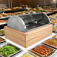 Chauffe-Plat Buffet en Acier Inoxydable Brossé, Réchaud de Luxe Alimenté par Pack de Glace pour Équipement de Restauration