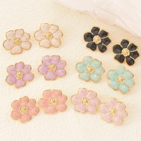 Boucles d'oreilles clous romantiques en émail fleur, plaqué or 18 carats, acier inoxydable, anti-ternissement, hypoallergéniques, bijoux pour femme, cadeau