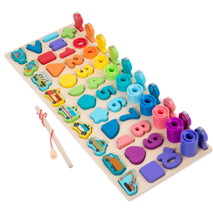 Kit d'apprentissage en bois 5-en-1 : Puzzle, tri de formes, nombres, et plateau d'activités multiples pour tout-petits - Product Image 6