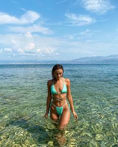 2023 Women Sexy Swimwear Custom <strong>Green</strong> and White Color Thong <strong>String</strong> <strong>Bikini</strong> Swimwear
