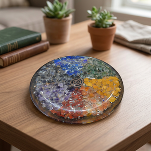 Plaque d'orgone Chakra en améthyste, pierres naturelles, spirale en cuivre, 4 pouces, Crystalexport.com, modèle Org-Oth-020, équilibrage énergétique Vastu - Product Image 2