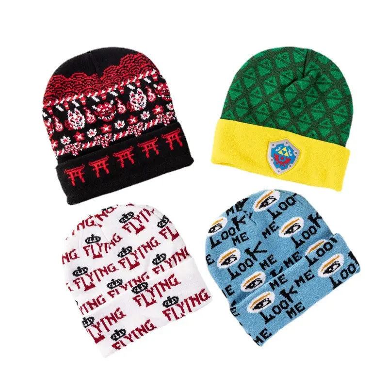 custom beanie/OEM own embroidery logo 100% acrylic pom pom Knitted Fashion OEM Beanie winter Hats Custom Winter Hat wholesale