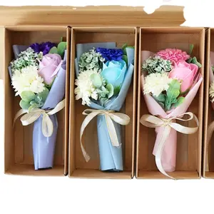 Valentine Day Gift 2024 Popular Romantic Soap Flower Bouquet Led Light Up Rose Soap Flower Gift Box Set