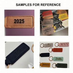 Custom Logo Laserable Pu <b>Leather</b> <b>Keychain</b> Rectangle Circle Oval Shape Promotional Gifts Luxury Blank Keyring for Laser Engraving - Product Image 4