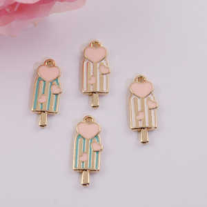 จี้ไอศกรีมการ์ตูน ทำจากโลหะผสมสังกะสี สำหรับทำเครื่องประดับ DIY สีชมพู สีฟ้า บล็อกสี ของขวัญสำหรับทุกเพศ - Product Image 5