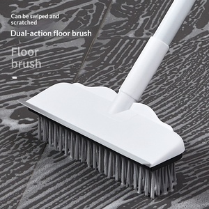 Plastic Bathroom <b>Floor</b> <b>Brush</b> Hard Bristles Scraping Two-in-One Tile Cleaning <b>Brush</b> - Product Image 1