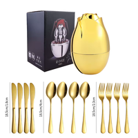 Westliches Luxus 12-teiliges Gold-Silber Eiförmiges Matt Poliertes Edelstahl-Besteckset Premium Geschäfts- und Hochzeitsgeschenk Individuell Anpassbar