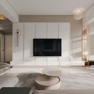 Mueble para TV de Melamina con Cristal, Diseño Simple, Partición de Madera Contrachapada, Mueble Flotante para TV de Salón Moderno 2023 - Product Image 3