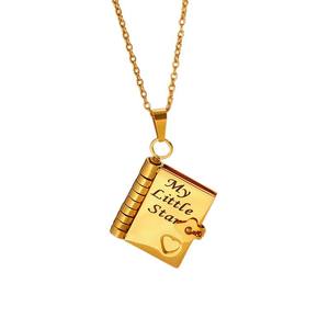 Collar con Colgante de Libro Abrible My Little Star, Personalizado con 6 Páginas Grabadas, Chapado en Oro de 18k, Acero Inoxidable, para <span class=keywords><strong>Hija</strong></span> - Product Image 1