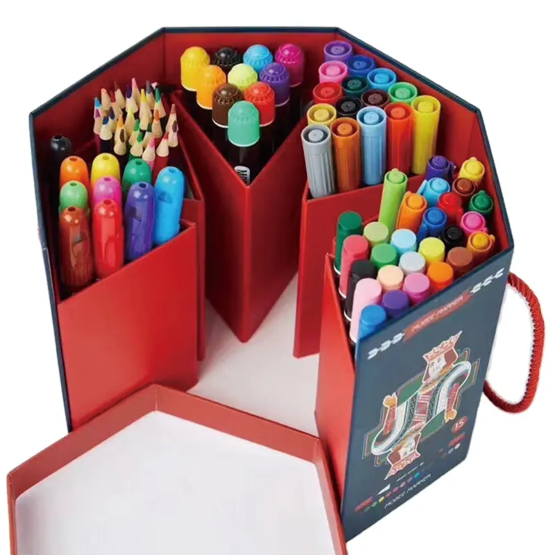 Ucuz fiyat akrilik boya sanat seti çocuklar sanat malzemeleri seti kırtasiye resim kalemi seti renkli kurşun kalem