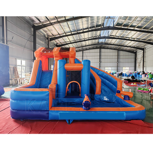 บ้านลมเป่าลม PVC แบบหนาพิเศษ พร้อมสไลเดอร์สองช่องสำหรับเด็ก ติดตั้งง่าย สวนน้ำขนาดเล็ก บ้านลมเป่าลมแบบคอมโบพร้อมบ่อบอล - Product Image 4