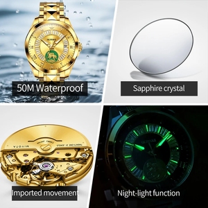 Montre mécanique automatique de luxe pour homme 3320, avec gravure de cheval en or véritable, bracelet en acier inoxydable 20 mm, livraison directe depuis Hangzhou - Product Image 3