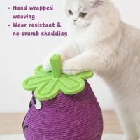 Tiang Garukan Kucing Bentuk Terong Lucu dari Bahan Sisal, Tahan Lama, Vertikal, dengan Jalur Bola yang Kokoh
