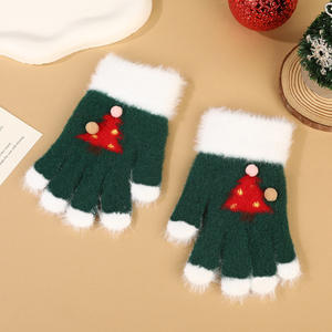 Niedliche Weihnachtsbaum-Strickhandschuhe für Kinder, Herbst- und Winter-Kälteschutz-Fingerhandschuhe für Outdoor-Radfahren, Kinderfäustlinge - Product Image 1