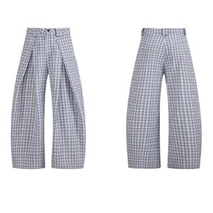 กางเกงขายส่งแฟชั่นคลาสสิกสไตล์ลำลองใส่สบายทรงหลวมจีบระบายสำหรับผู้ชาย กางเกงผ้าฝ้ายคุณภาพสูงลายตารางสำหรับผู้ชาย - Product Image 6