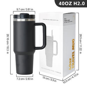 Mug de voyage isotherme en acier inoxydable à double paroi avec poignée, personnalisable avec logo, 40 oz (H2.0) - Product Image 5