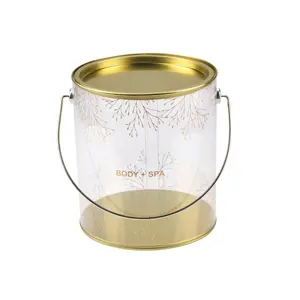 food grade clear pvc pail gallon bucket with tin lid candy chocolate pvc plastic box