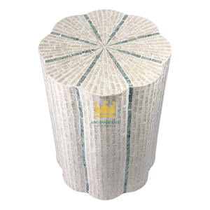 Tabouret cylindrique moderne de luxe en nacre, table basse en mosaïque de coquillages, meubles de salon, décoration d'intérieur - Product Image 5