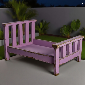 Cama de madera <span class=keywords><strong>para</strong></span> mascotas envejecida con diseño de listones | Opciones multicolores, ideal <span class=keywords><strong>para</strong></span> conejos pequeños, gatos, <span class=keywords><strong>perros</strong></span>, decoración y accesorios <span class=keywords><strong>para</strong></span> fotos - Product Image 6